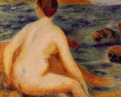 皮埃尔 奥古斯特 雷诺阿 : Nude Bather Seated by the Sea